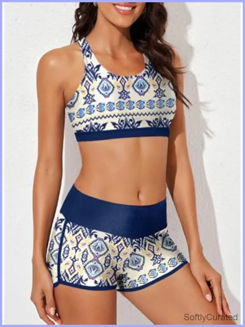 Tankini Swimsuit Set with Sports Bra and Boyshorts